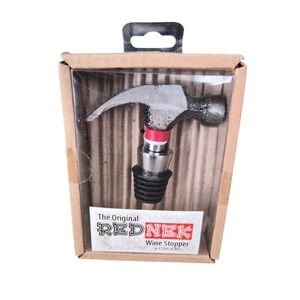 The Original REDNEK Wine Stopper Carson Hammer Novelty Barware Silver Red 22214